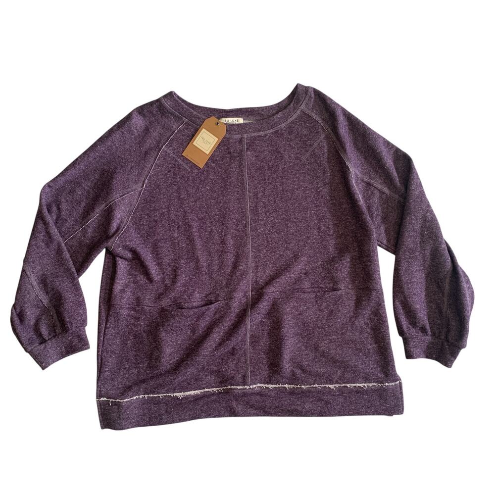 Tru Luxe Jeans Women's Size M Long Sleeve Flannel Pullover Tunic Top Sweater New